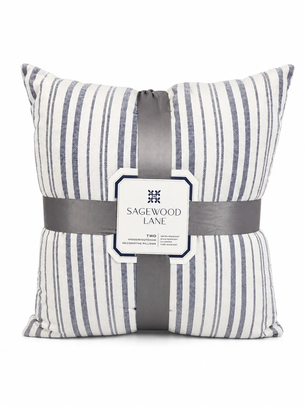 Sagewood Lane Navy & White Striped Decorative Pillows Indoor/Outdoor 2pk - Picture 1 of 2